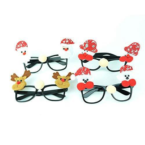 4 Pack Novelty Christmas Party Glasses, Multicolour Plastic Fancy Dress Accessories image 8