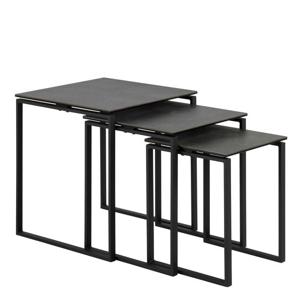 Furniture To Go Katrine Ceramic Nest of Tables in Black Set of 3