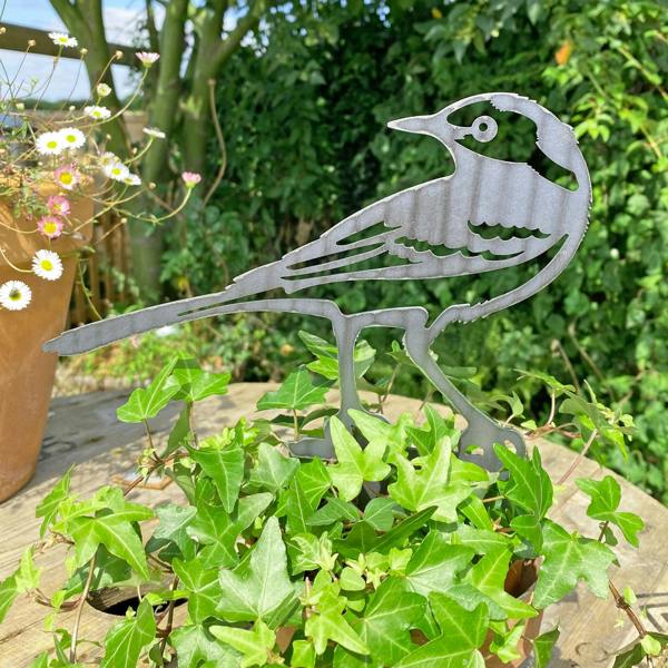 Ferncrest Trading Steel Wagtail Bird Silhouette Garden Stake Ornament