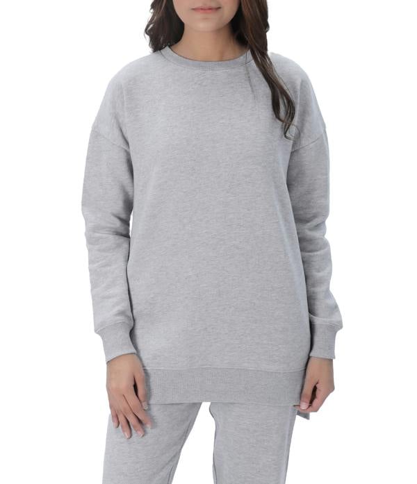 Smart Living Ladies Longline Crewneck Sweatshirt - Light Grey Marl