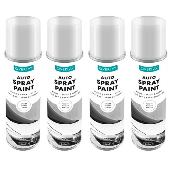 Overlay 4X Overlay Gloss White Auto Professional Spray Paint 250ml