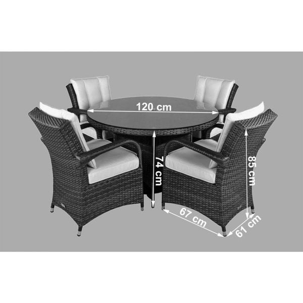 Giardino Arizona Round 4 Seater Rattan Patio Dining Set