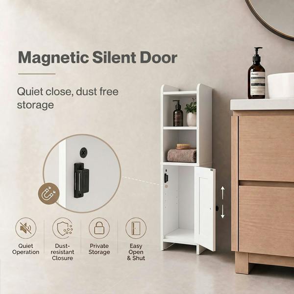 Levede Bathroom Cabinet Slim Corner Storage Adjustable Shelves PB MDF White