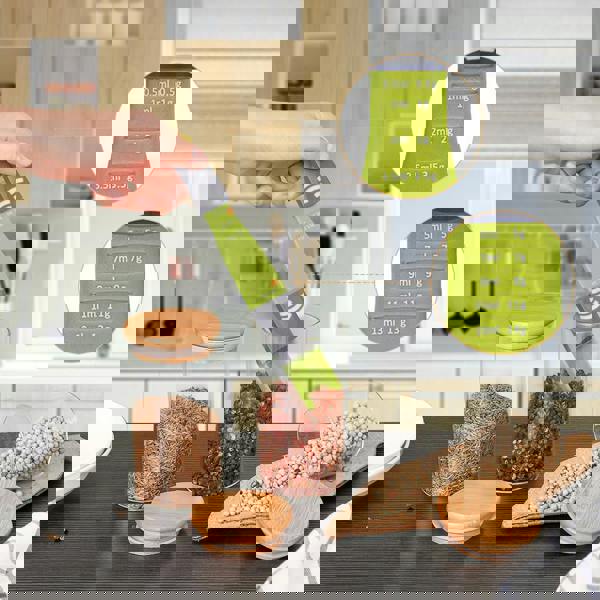 Living and Home 10pcs Glass Storage Jar Set with Bamboo Lids & Measuring Spoon