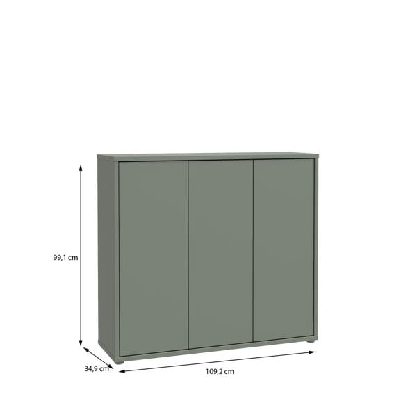 Furniture To Go Alice Springs Shoe Cabinet with 3 Doors Push-to-Open in Sage Green