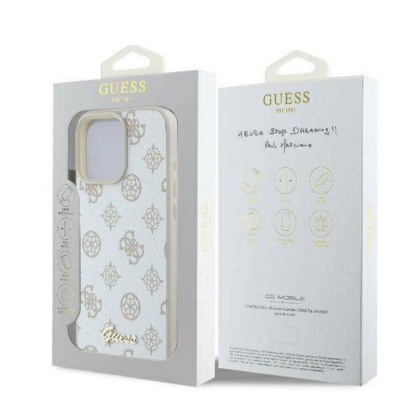 Guess Peony Script Logo Case with MagSafe for iPhone 16 Pro Max 6.9" White - GUHMP16XPGPYSH
