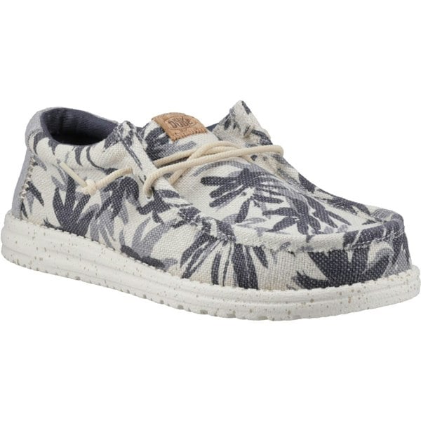 HEYDUDE Wally Palm Jute Jute Men's Egret/Cloud Blue Moccasins Shoes