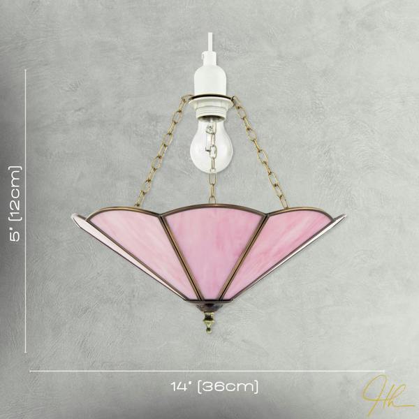 Soft Rose Pink Chic Tiffany Glass Easy Fit Pendant Shade with Chains Image 7
