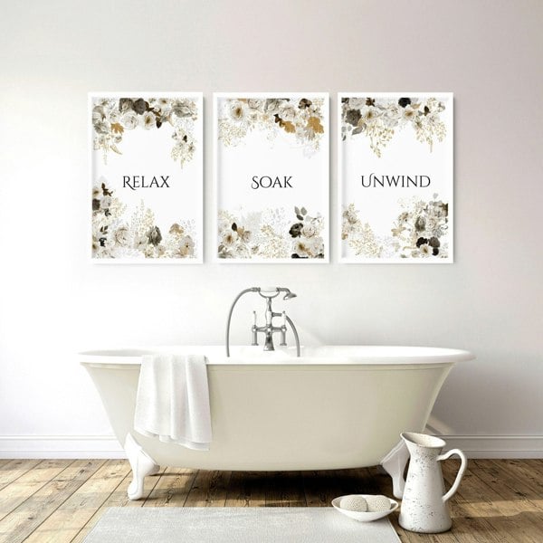 Shabby Chic Wall art | set of 3 framed bathroom prints