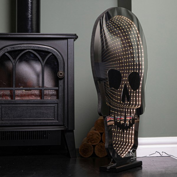 Samuel Alexander 60cm Light up Halloween Skull Infinity Decoration with Warm White LEDs
