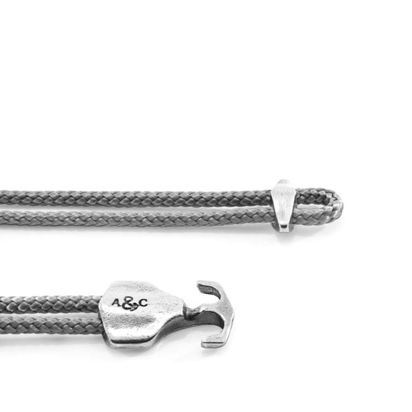 Classic Grey Delta Anchor Silver and Rope Bracelet