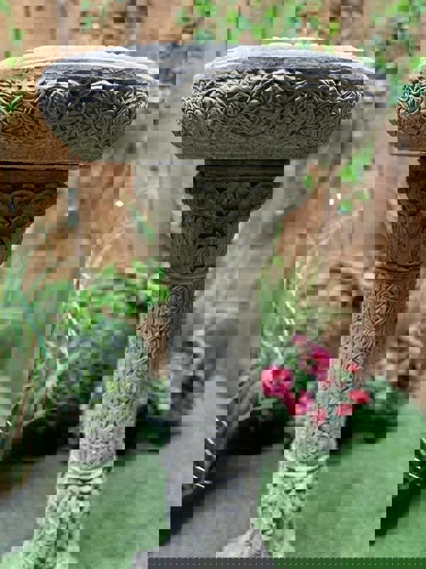 Roman Design very detailed Stone cast Birdbath