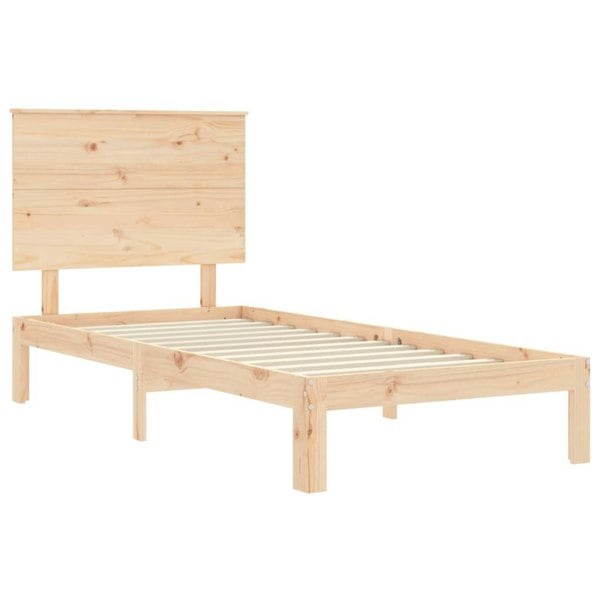 Berkfield Bed Frame with Headboard Small Single Solid Wood