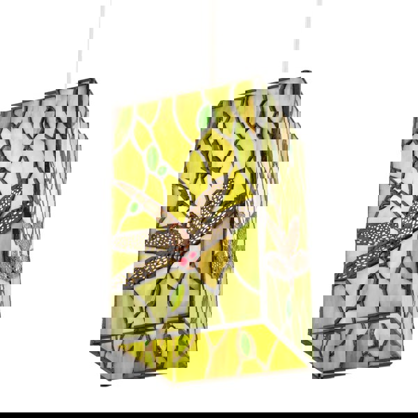 Green Stained Glass Dragonfly Rectangular Tiffany Pendant Light Shade Image 8