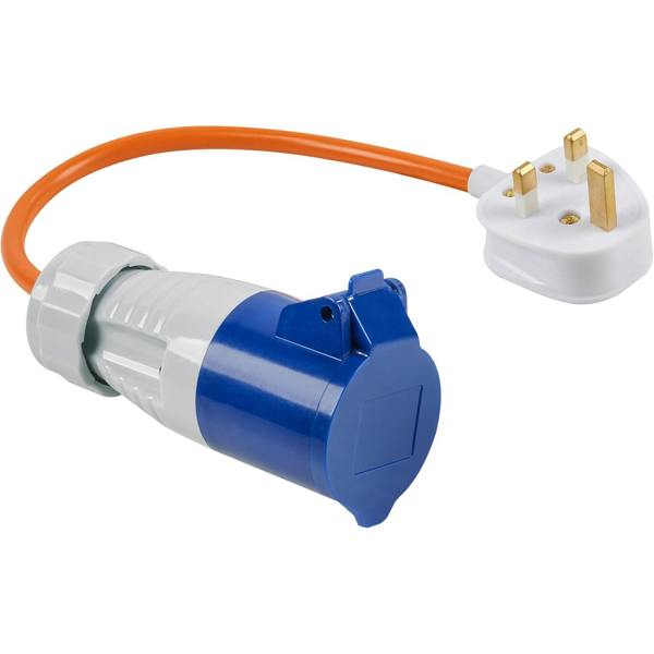 Ring Automotive UK Mains Adaptor 13A to 16A Caravan Motorhome Extension Lead, Connects Caravan Electrics to 240V Power Supply