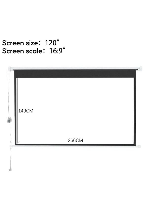 Living and Home 120"  Electric Motorized Wall Mounted Projector Screen with Remote 16:9  White Crossbar