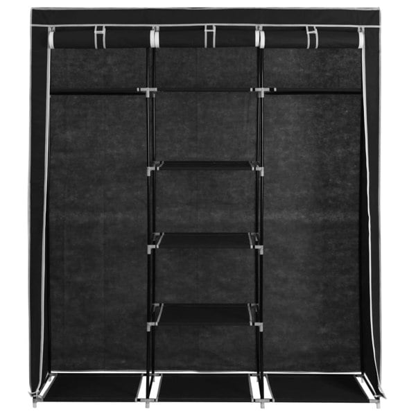 Berkfield Wardrobe with Compartments and Rods Black 150x45x175 cm Fabric