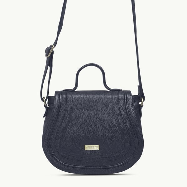 Assots London 'CARMEL' Navy Real Leather Shoulder Crossbody Bag