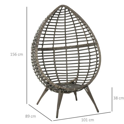 Wyld Haus Luyono Rattan Rope Grey Teardrop Outdoor Egg Chair With Cushions