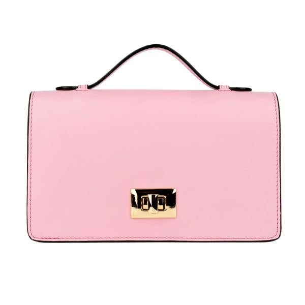 Embassy London Envy - Pink & Pink - Women's leather flap clutch bag with strap