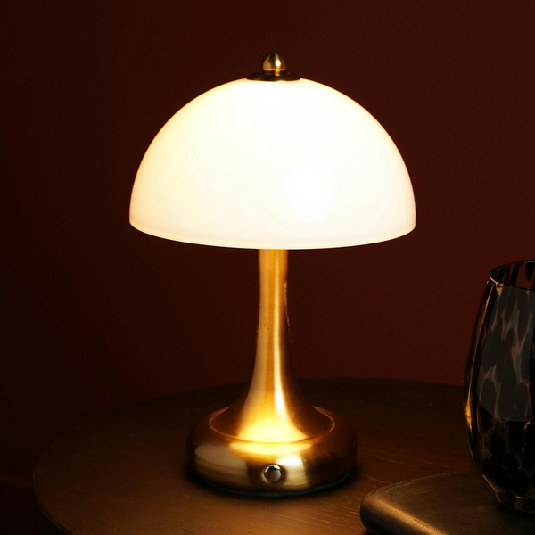 Hestia Bronze Domed Opaque Glass USB LED Touch Table Lamp