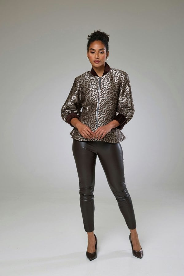 Isha's Timeless collection Dazzle Chocolate Shimmery Fitted Jacket Blouse