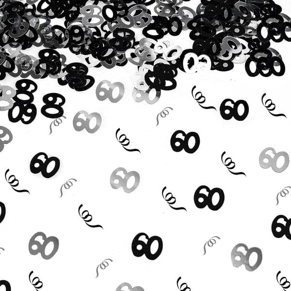 60th Birthday Black & Silver Metallic Confetti Table Decoration, Pack Options for Party Displays image 8