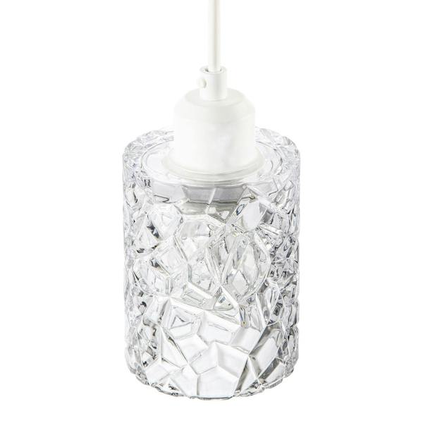Modern Straight Sided Cylindrical Pendant Shade with Faceted Surface Image 3