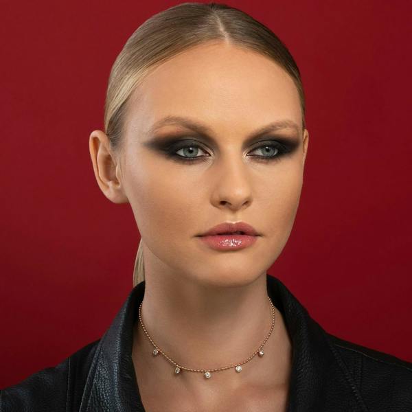 Rose Gold Beaded Choker Necklace for Women with Round Stones - namana.london