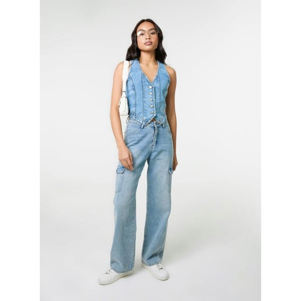 Pink Vanilla Denim Fitted Waistcoat