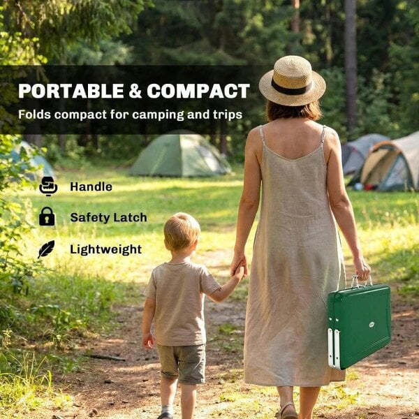 Bobobiy Charcoal BBQ Grill Portable Stainless Steel Barbecue with Tilting Grate for Camping Picnic Garden Dark Green