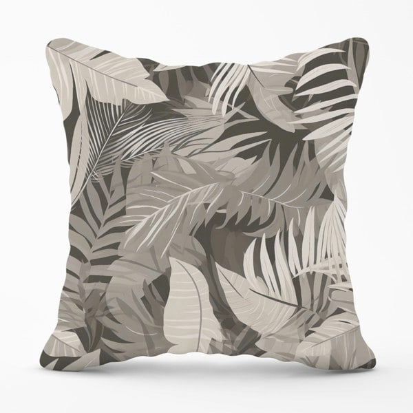 Warren Reed Grey Brown Tropical Leaves Cushions