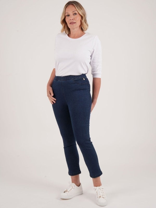 PennyPlain Pull On Jeans - Denim Wash Short