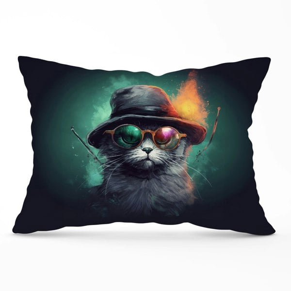 Warren Reed Fiery Cat In A Hat Cushions