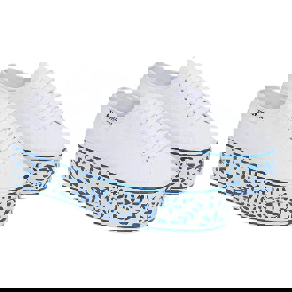 Superga Womens/Ladies 3790 Leggera Ceramic Print Platform Trainers - White/Blue