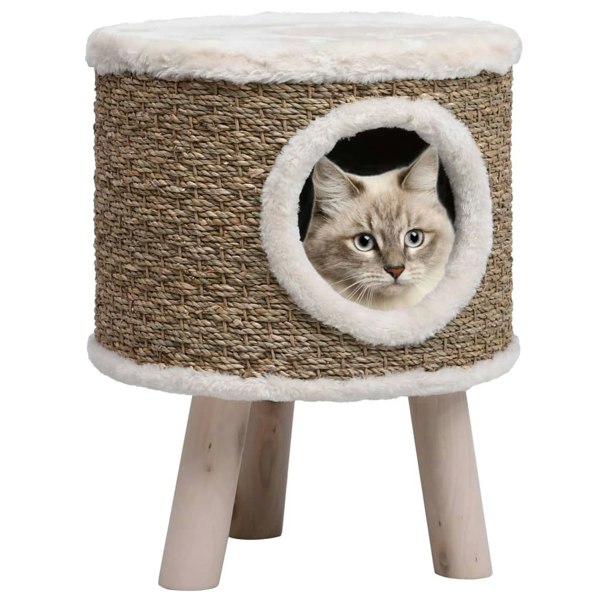 Berkfield Cat House with Wooden Legs 41 cm Seagrass