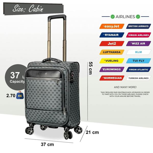 Snowball Lightweight Brown Cabin Suitcase Luggage Travel Bag