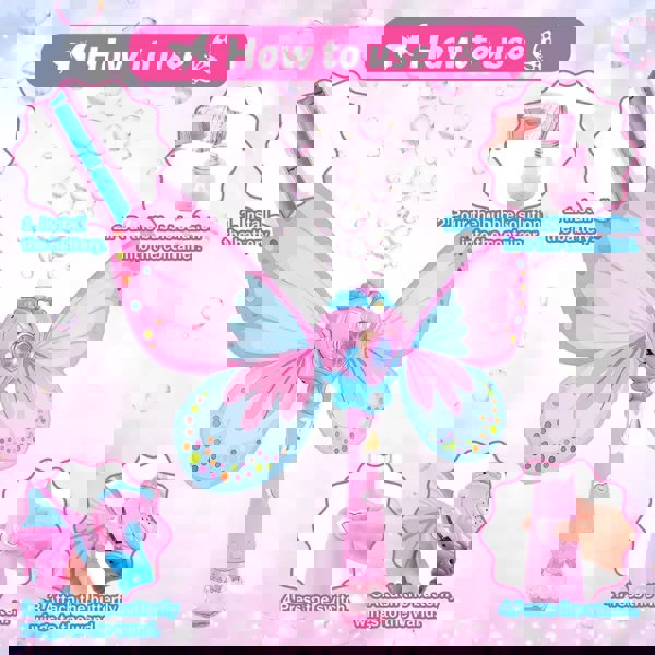 deAO Toys Musical Light Up Butterfly Fairy Stick Bubble Machine Toy