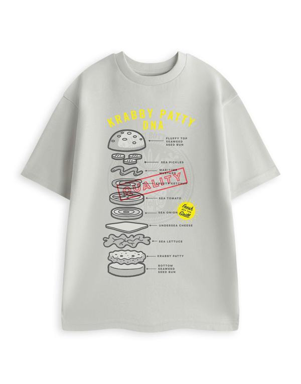 SpongeBob SquarePants Unisex Grey Krabby Patty Dna Short Sleeved T-Shirt