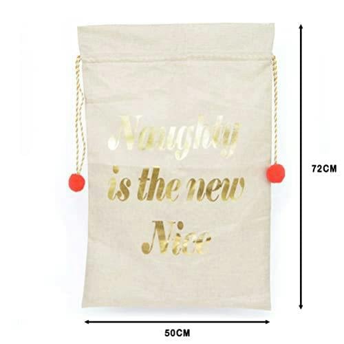 Large Hessian Santa Sack with Naughty Is The New Nice Message for Christmas Gift Storage image 4