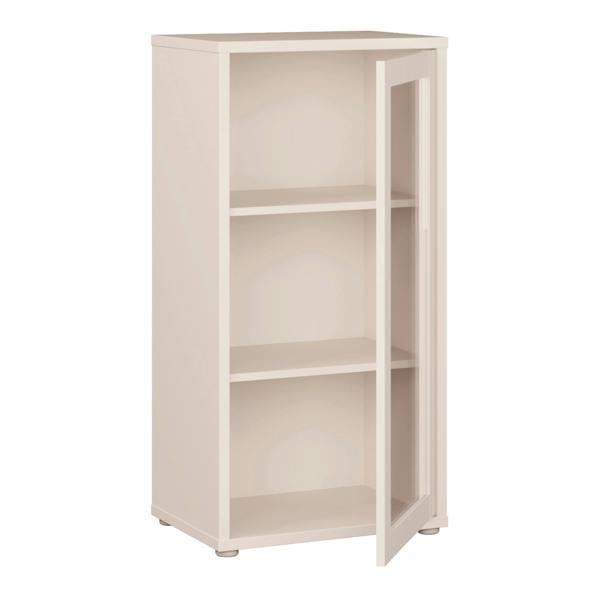 Furniture To Go Alice Springs Low Glass Fronted Cabinet with Push-to-Open Door in Sand