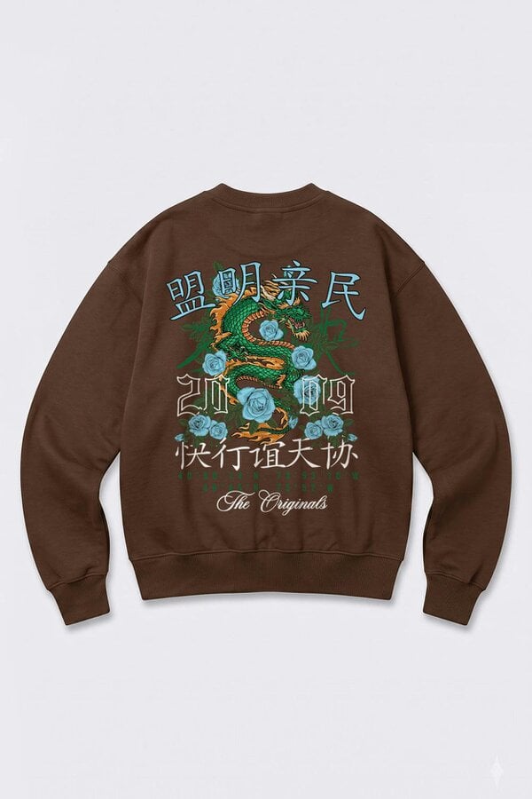 London Attitude Oversized Dragon Graphic Sweatshirt