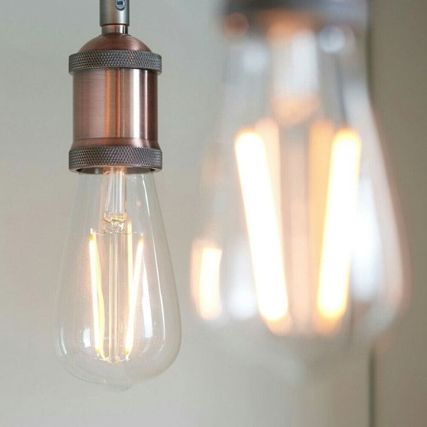 Multi Light Ceiling Pendant AGED COPPER 6 Lamp Industrial Chandelier Bulb Holder Loops