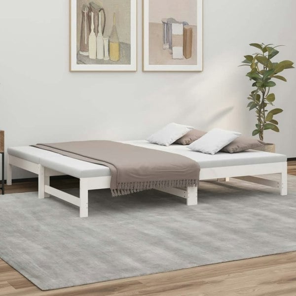 Berkfield Pull-out Day Bed White 2x(75x190) cm Solid Wood Pine