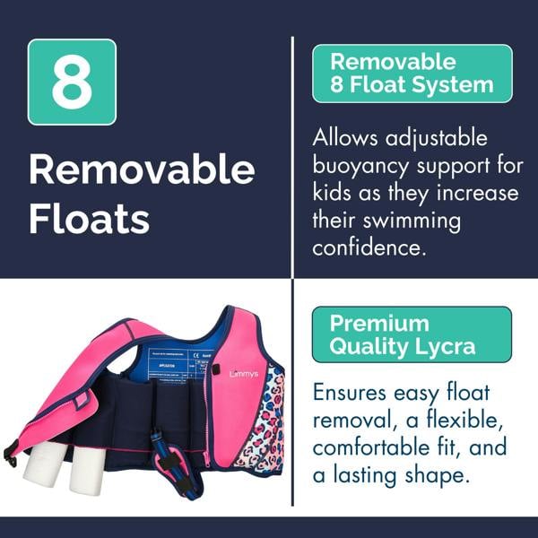 Limmys Premium Neoprene Swim Vest - Pink Leopard