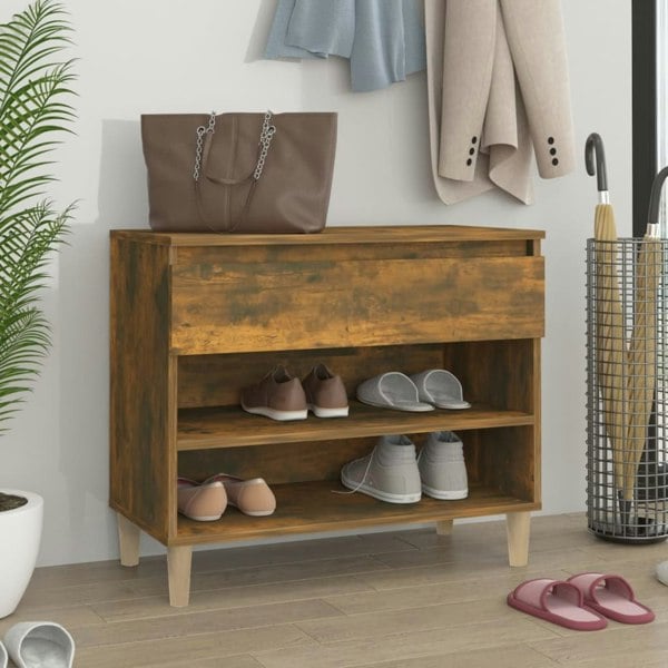 Berkfield Shoe Cabinet Smoked Oak 70x36x60 cm Engineered Wood