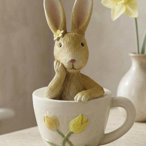 Garden Greatness Spring Rabbit In Teacup Ornament