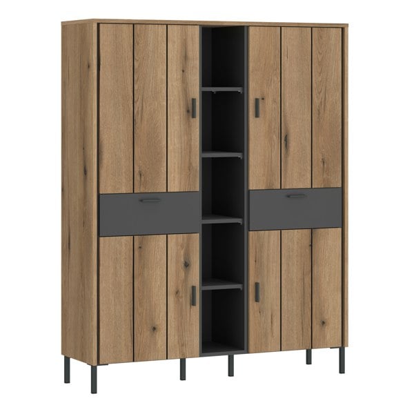 Furniture To Go Arundel Wardrobe 4 Door 2 Drawer in Oak/Grey