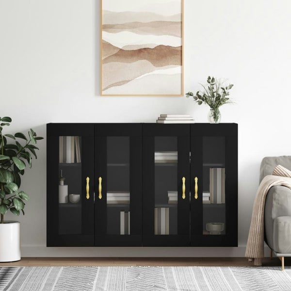 Berkfield Wall Mounted Cabinets 2 pcs Black Engineered Wood