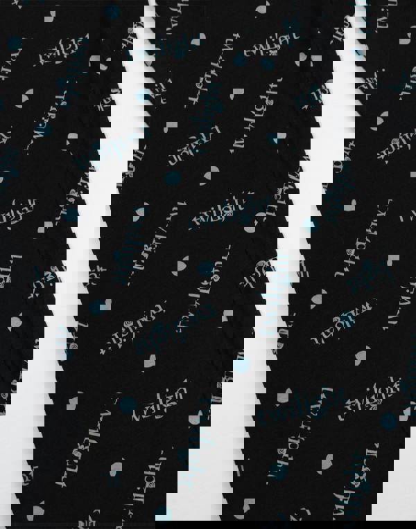 Twilight Womens Black Logo Short Sleeve Long Leg Pyjama Set